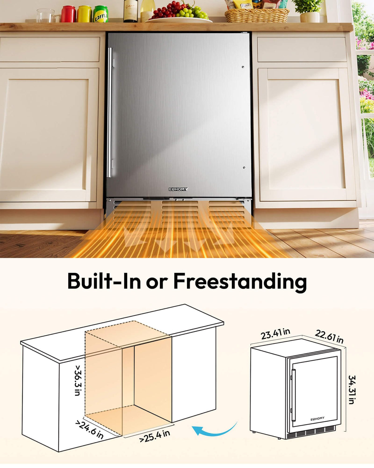 EUHOMY 24 Can Mini Fridge, 18L Beverage Refrigerator with Quiet Compressor Jansha Store