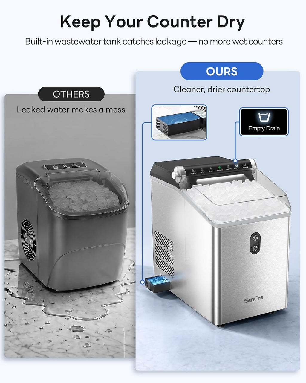 Nugget Ice Maker Countertop,55LBS/Day Ready in 4 Mins, Stainless Steel Jansha Store