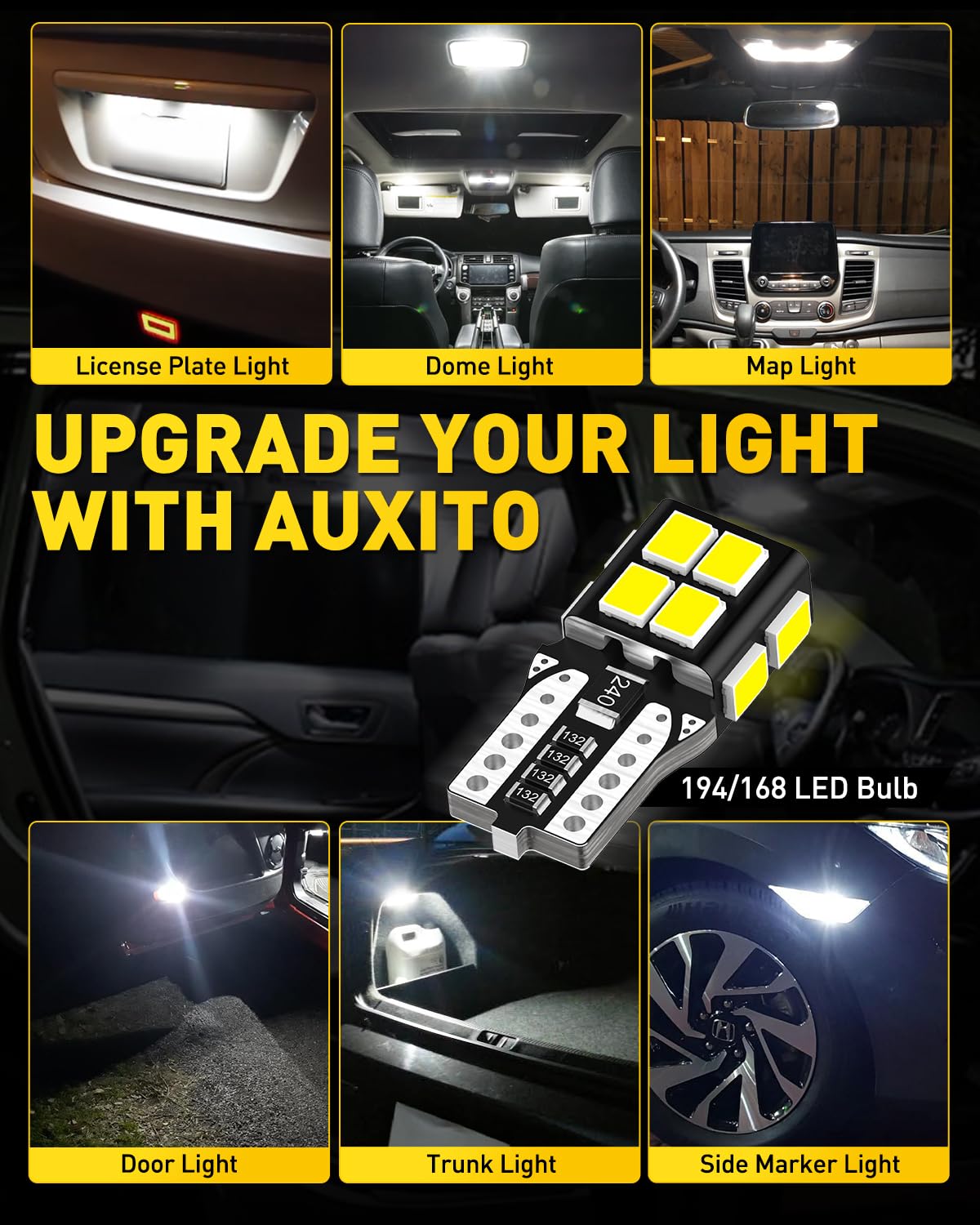 AUXITO 912 921 LED Bulb for Backup Light Reverse Lights High Power 2835 15-SMD Chipsets Error Free T15 906 922 W16W Bulbs, 6000K White, Automotive Light Bulbs (Upgraded, Pack of 2) Jansha Store