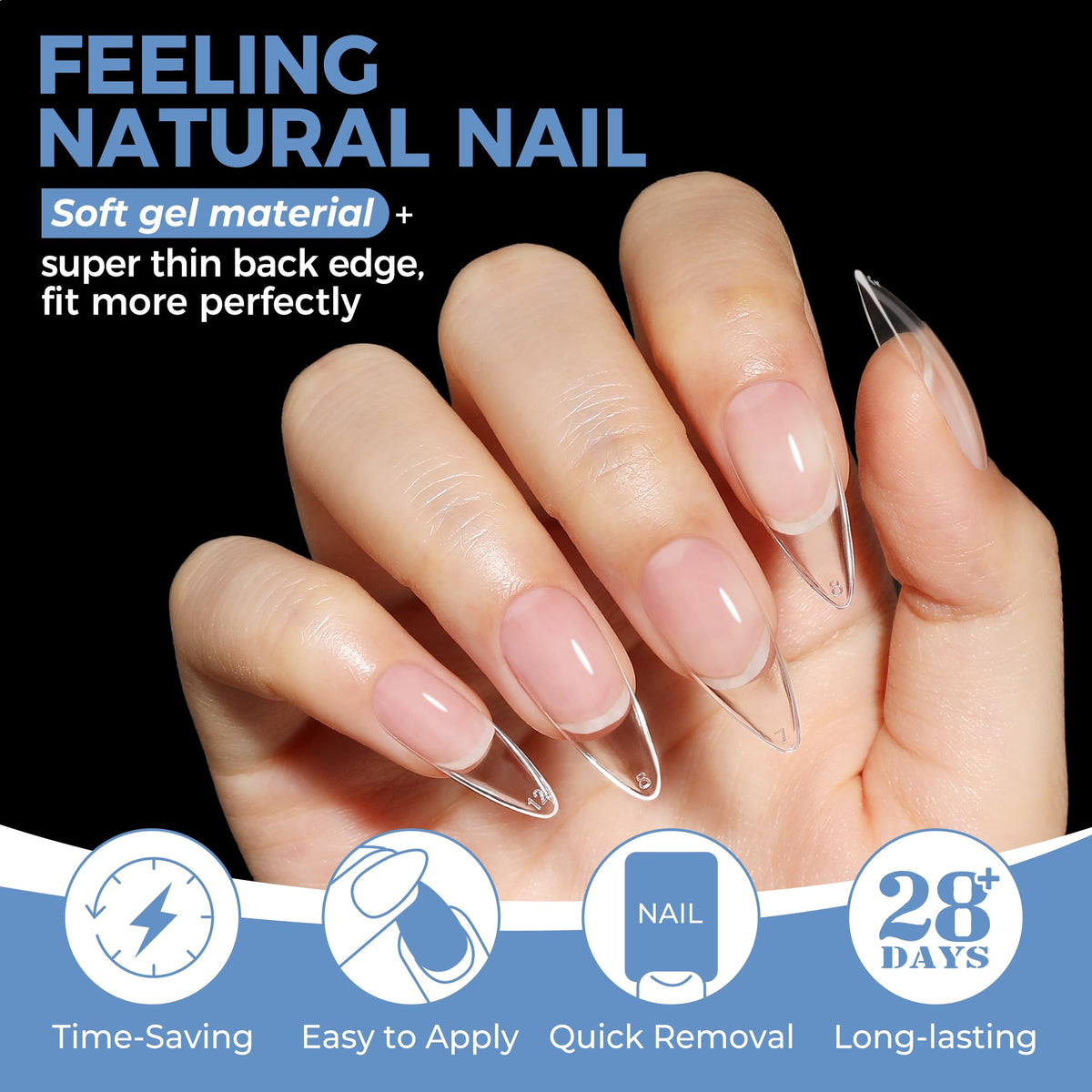 UNA GELLA Extra Short Square Kids Nail Tips 216Pcs Squoval Press On Nails Jansha Store