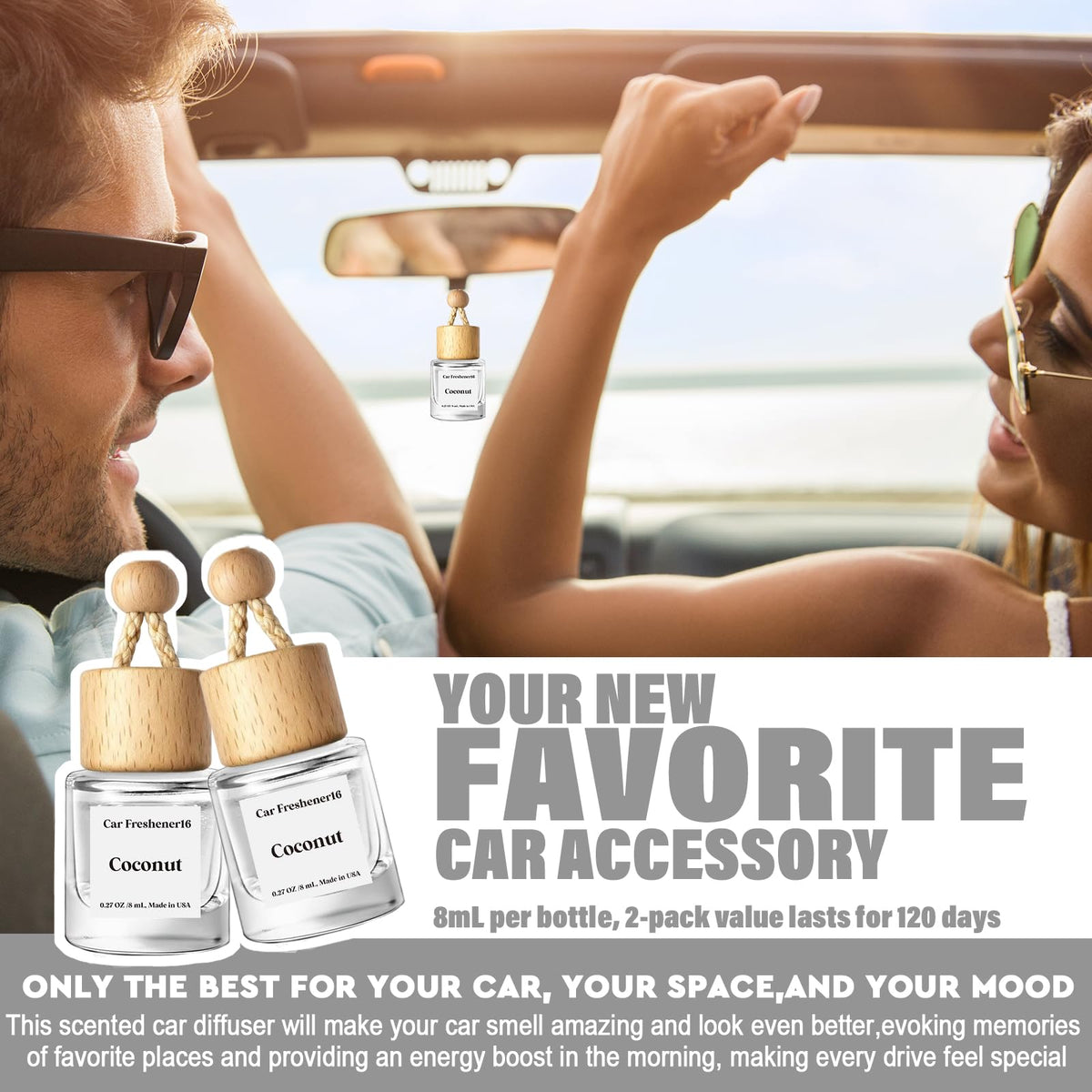 HoogaLife Car Air Freshener Diffuser 2 Pack Hanging Air Freshener Diffuser - Vanilla Cream Fragrance Oil Air D iffuser for Car, 45+ days Long Lasting Fragrance Made in USA C ar Air Fresheners (V54) Jansha Store