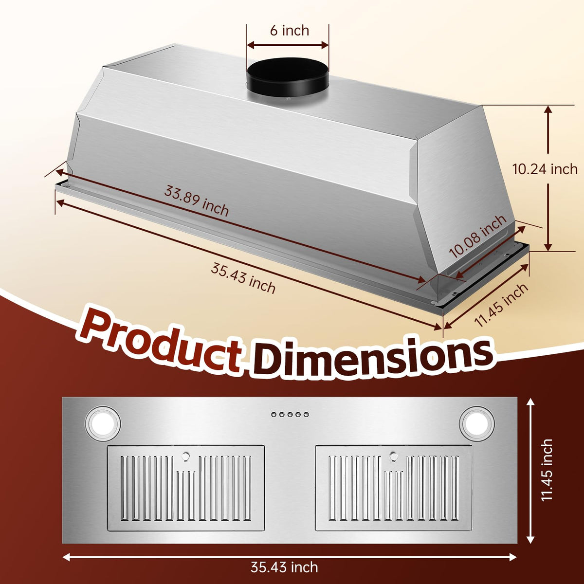 Range Hood Insert 30 inch,Stainless Steel Kitchen Vent Hood 600CFM,Built-in Kitchen Stove Hood w/Front Button Controls and Front LED Lights,Baffle Filters,Ducted/ductless Convertible Duct Jansha Store