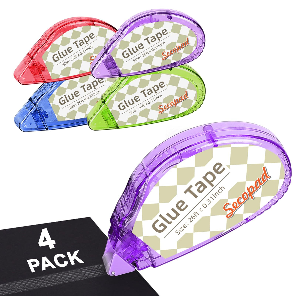 Secopad Scrapbook Tape, Glue Tape for Crafts, 12 Pack, Clear Colored Shell Jansha Store
