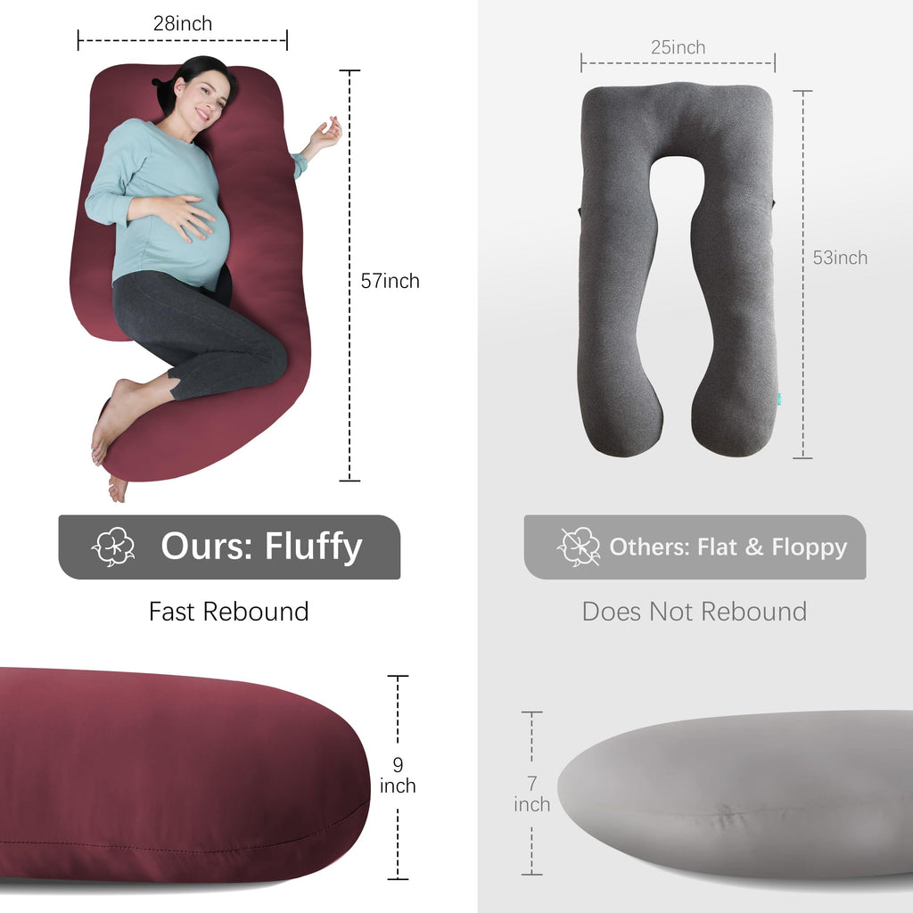 MOON PARK Pregnancy Pillows for Sleeping - U Shaped Full Body Maternity Pillow with Removable Cover - Support for Back, Legs, Belly, HIPS - 65 Inch - Purple Jansha Store