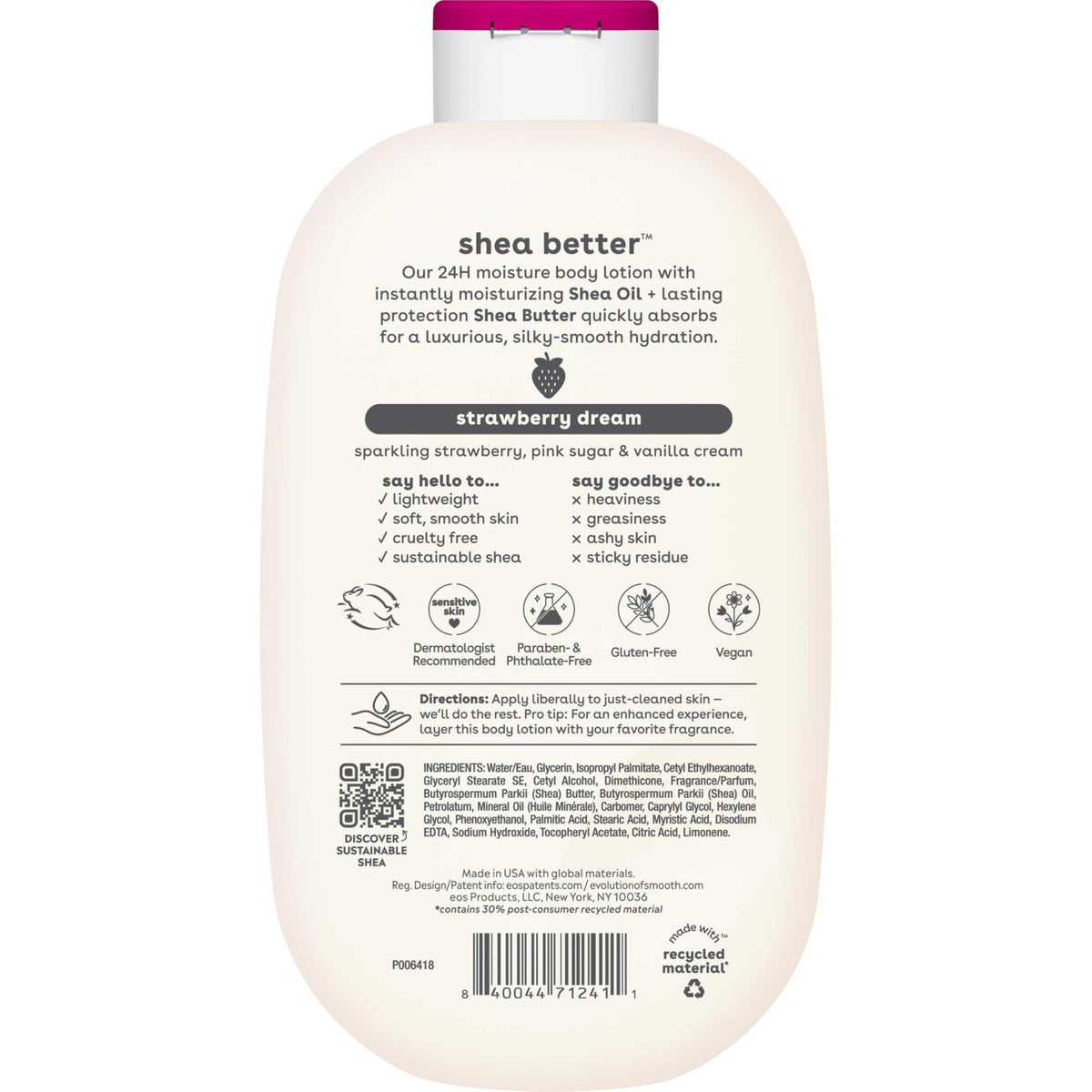 eos Shea Better Body Lotion- Vanilla Cashmere, 24-Hour Moisture, 16 fl oz Jansha Store