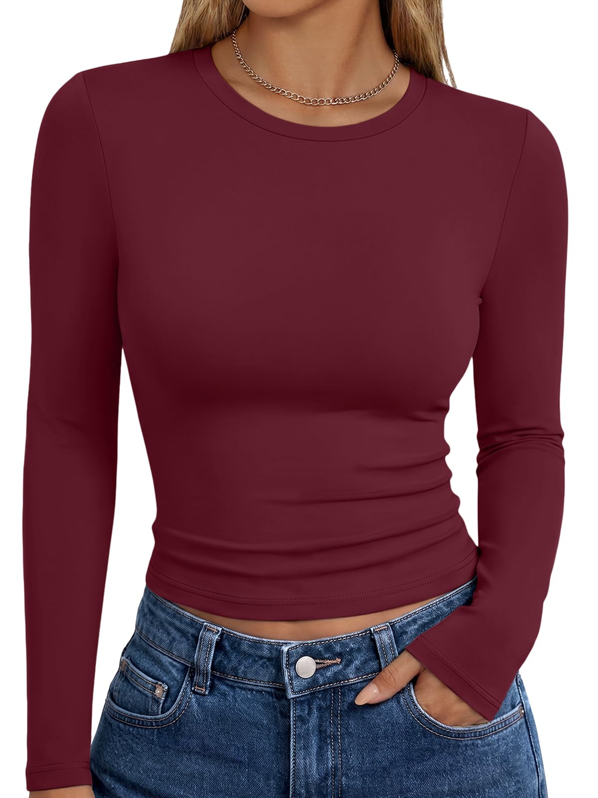Trendy Queen Womens Long Sleeve T Shirts Fall Fashion Basic Y2K Tops 2026 Jansha Store