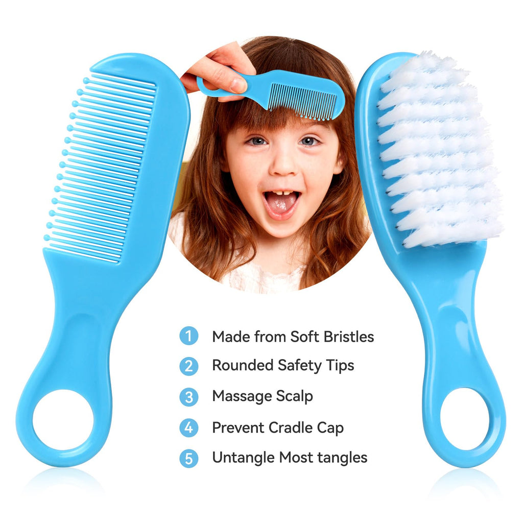 Baby Grooming Kit, Infant Safety Care Set with Hair Brush Comb Nail Clipper Nasal Aspirator,Baby Essentials Kit for Newborn Girls Boys (Grey White) Jansha Store