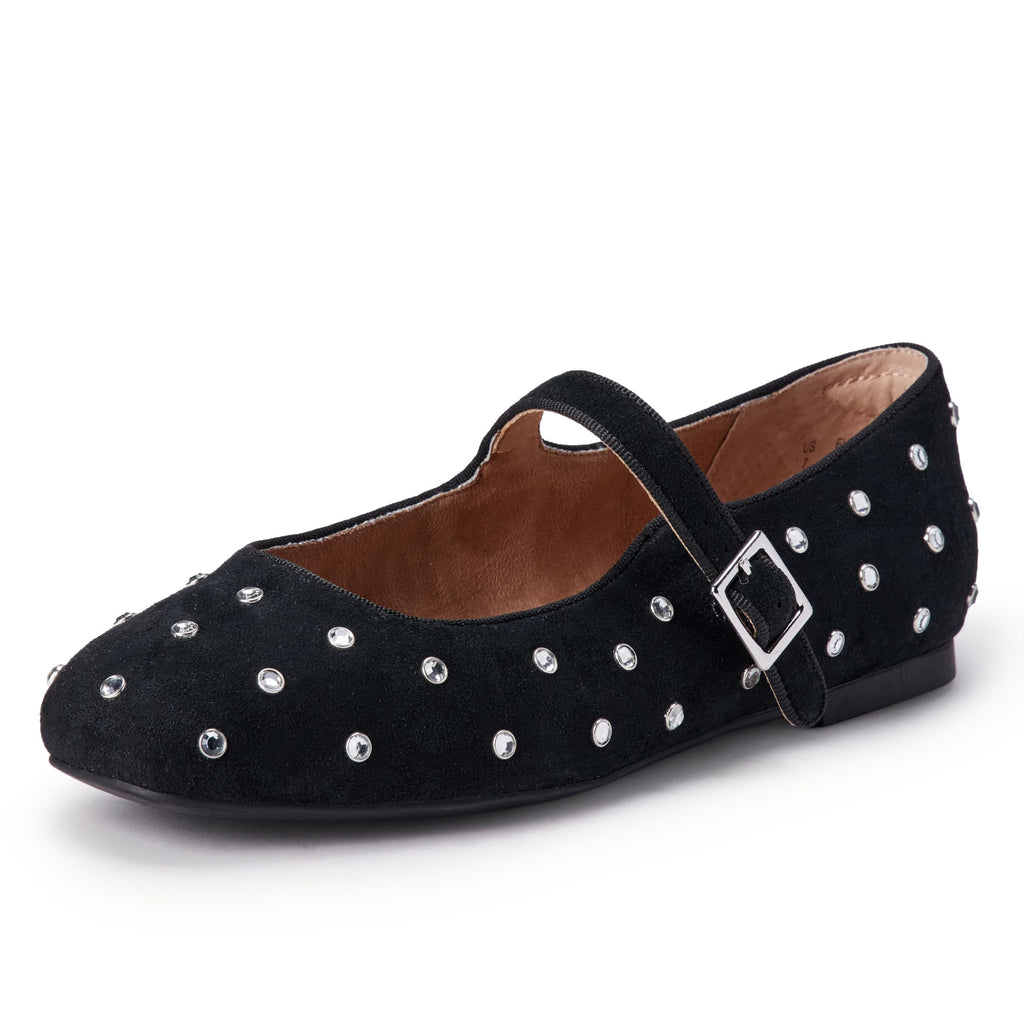 Amazon Essentials Women's Square-Toe Mary Jane Ballet Flat with Adjustable Metal Buckle Strap, Non-Slip Low Heel, Cushioned Jansha Store