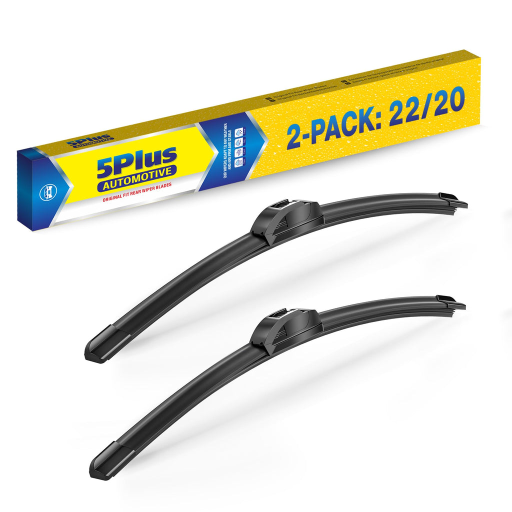 5 PLUS 20" Wiper Blades 2 Pack for J/U HOOK Front Arms,Premium All-Seasons Jansha Store