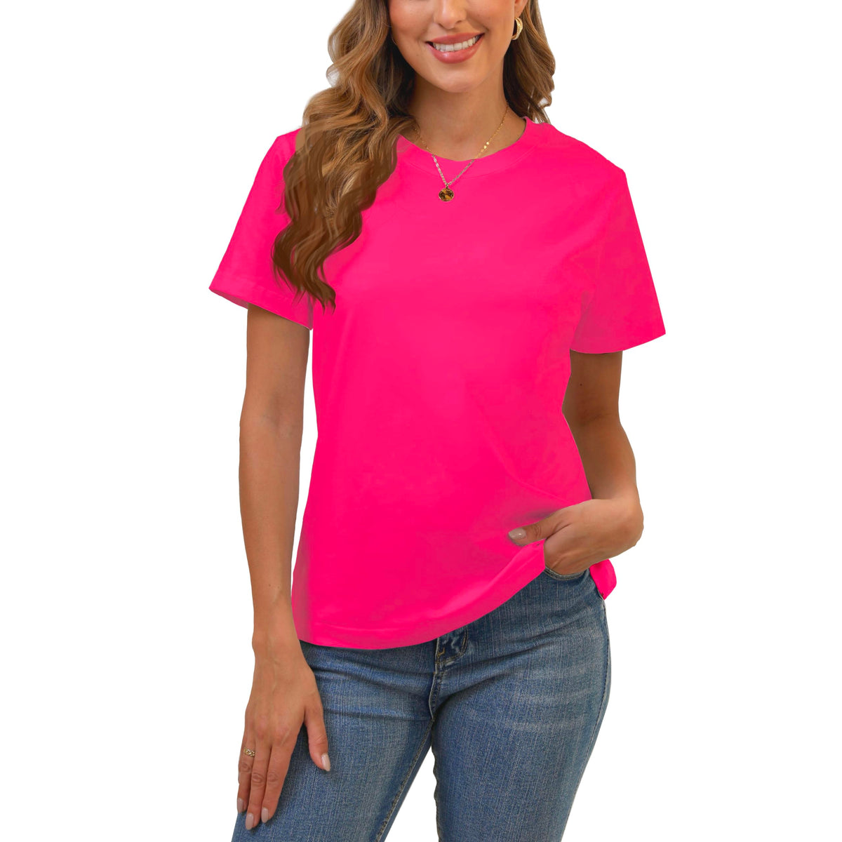 BJY Cotton Basic T Shirts for Women,Crew Neck Short Sleeve Summer Shirts(2XS-3XL, 20+ Color) Jansha Store