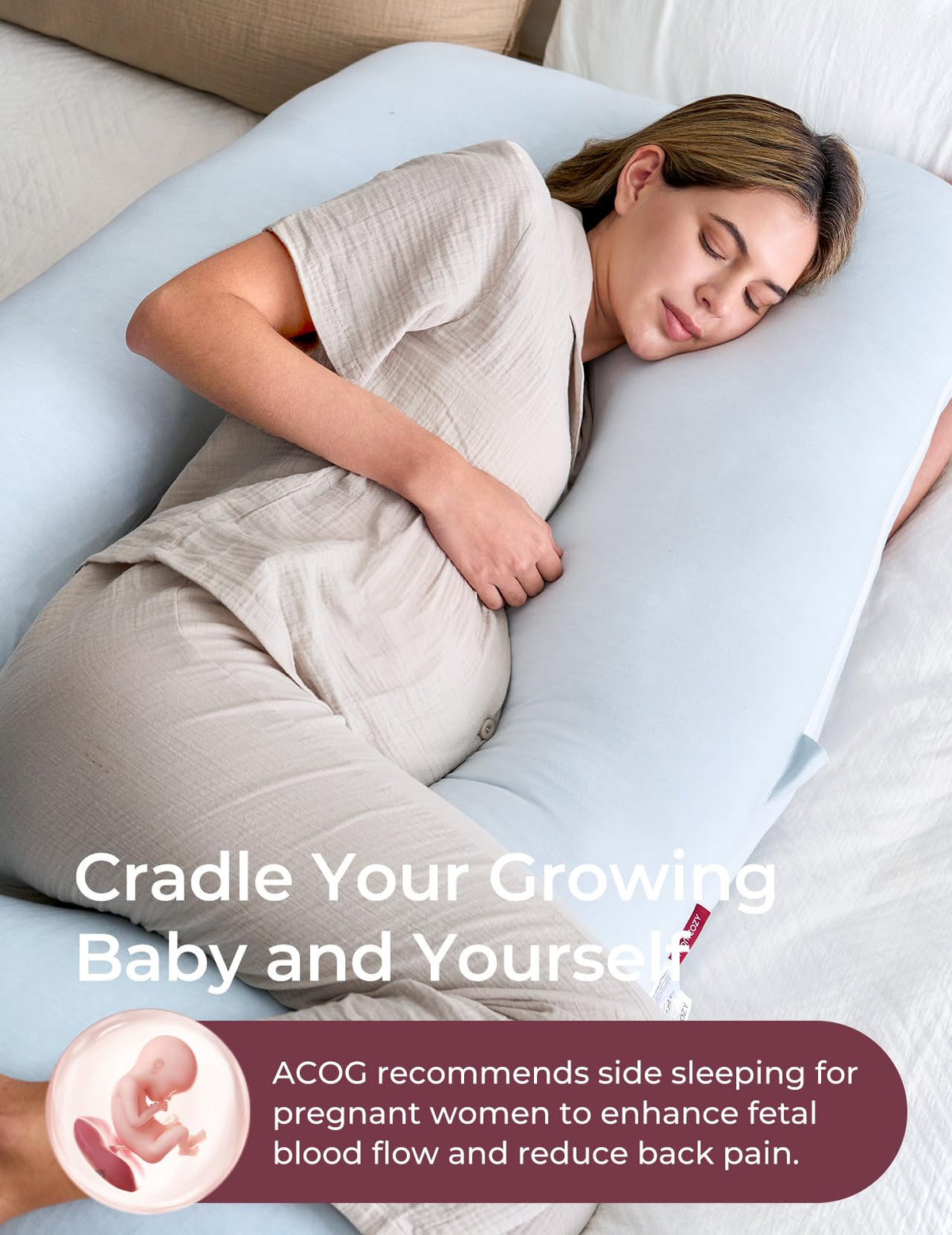 Momcozy Pregnancy Pillow for Sleeping - U Shaped Full Body Maternity Pillow Jansha Store