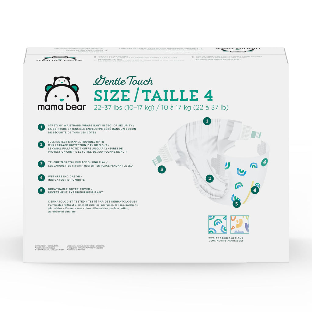 Amazon Brand - Mama Bear Gentle Touch Baby Diapers, Size 5, 27+ lb, Leak Protection, 12 Hours Protection, Wetness Indicator, Hypoallergenic, 132 Count (4 packs of 33) Jansha Store