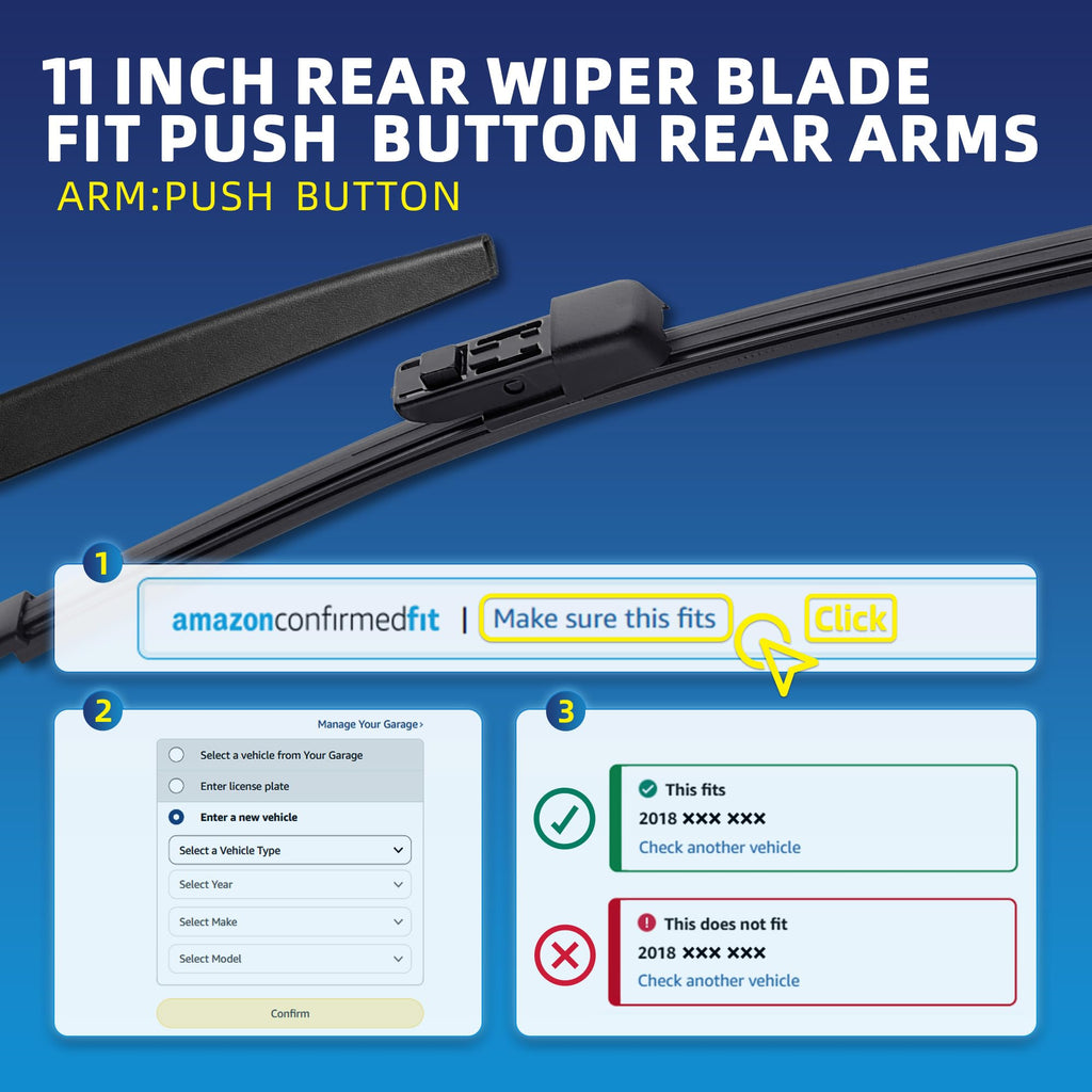 5 PLUS RearQuiet 12 Inch Rear Wiper Blade,OEM Replacement Rear Window Wiper Jansha Store