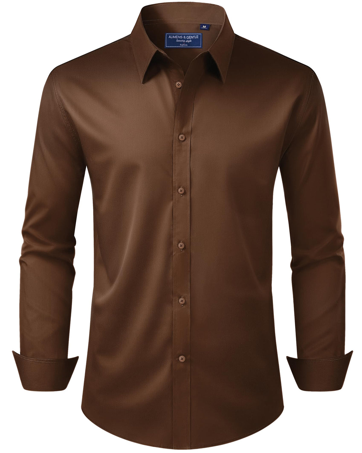Alimens & Gentle Men's Dress Shirt Regular Fit Stretch Stain Shield Long Sleeve Solid Business Wedding Button Down Shirts Jansha Store