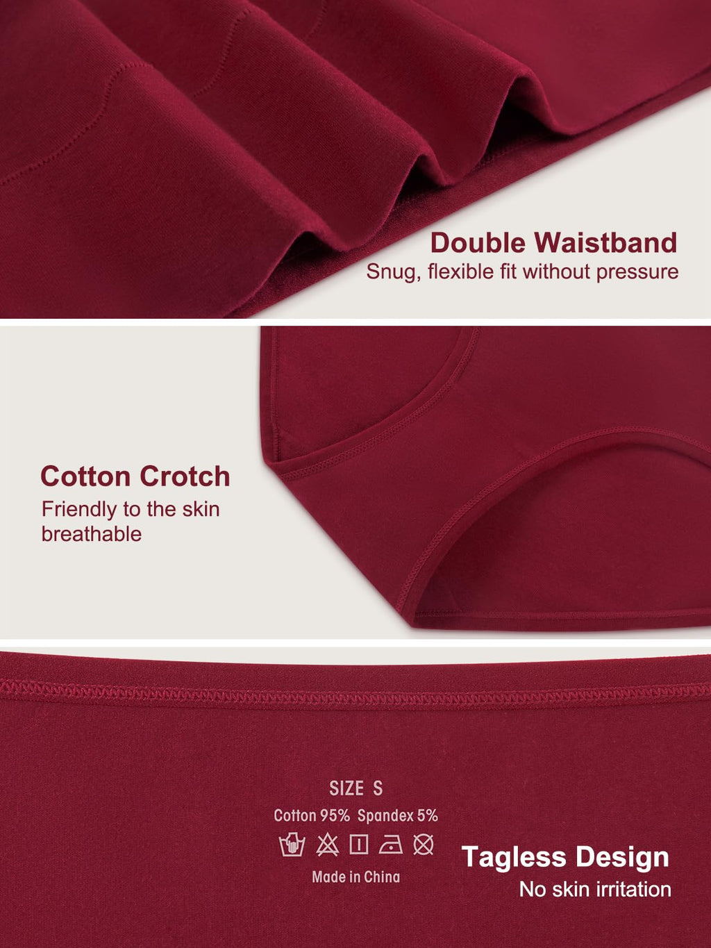 Vevmon Cotton Underwear for Women High Waisted Soft Ladies Panties 5 Pack Jansha Store