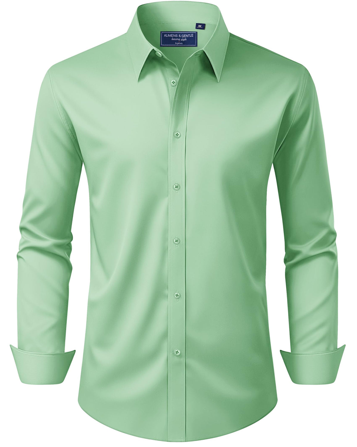 Alimens & Gentle Men's Dress Shirt Regular Fit Stretch Stain Shield Long Sleeve Solid Business Wedding Button Down Shirts Jansha Store