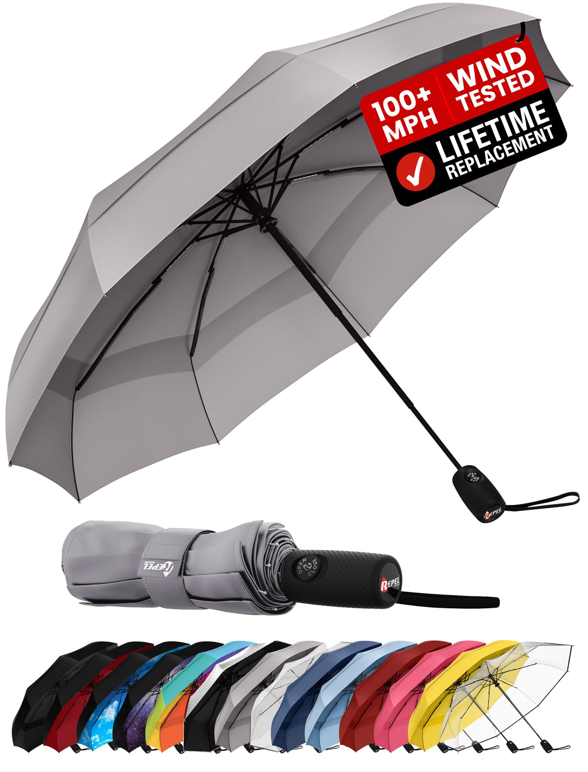 Windproof Travel Umbrella - Compact & Withstands Winds up to 100MPH, Strongest Premium Auto Folding Umbrella for Rain and Sun - Durable, Light & Portable for Women & Men, Fits Backpack & Cars Jansha Store