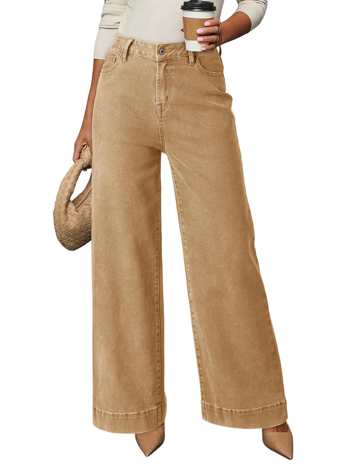 Dokotoo Women's Casual High Waisted Jeans Stretch Wide Leg Loose Denim Pant Jansha Store