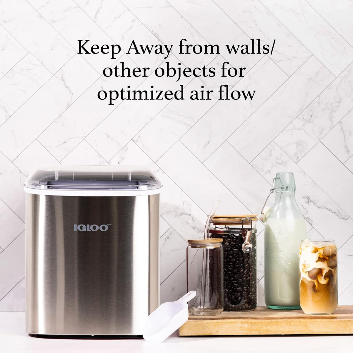 Igloo Electric Countertop Ice Maker Machine - Automatic and Portable - 26 Pounds in 24 Hours - Ice Cube Maker - Ice Scoop and Basket - Ideal for Iced Coffee and Cocktails - Stainless Steel Jansha Store