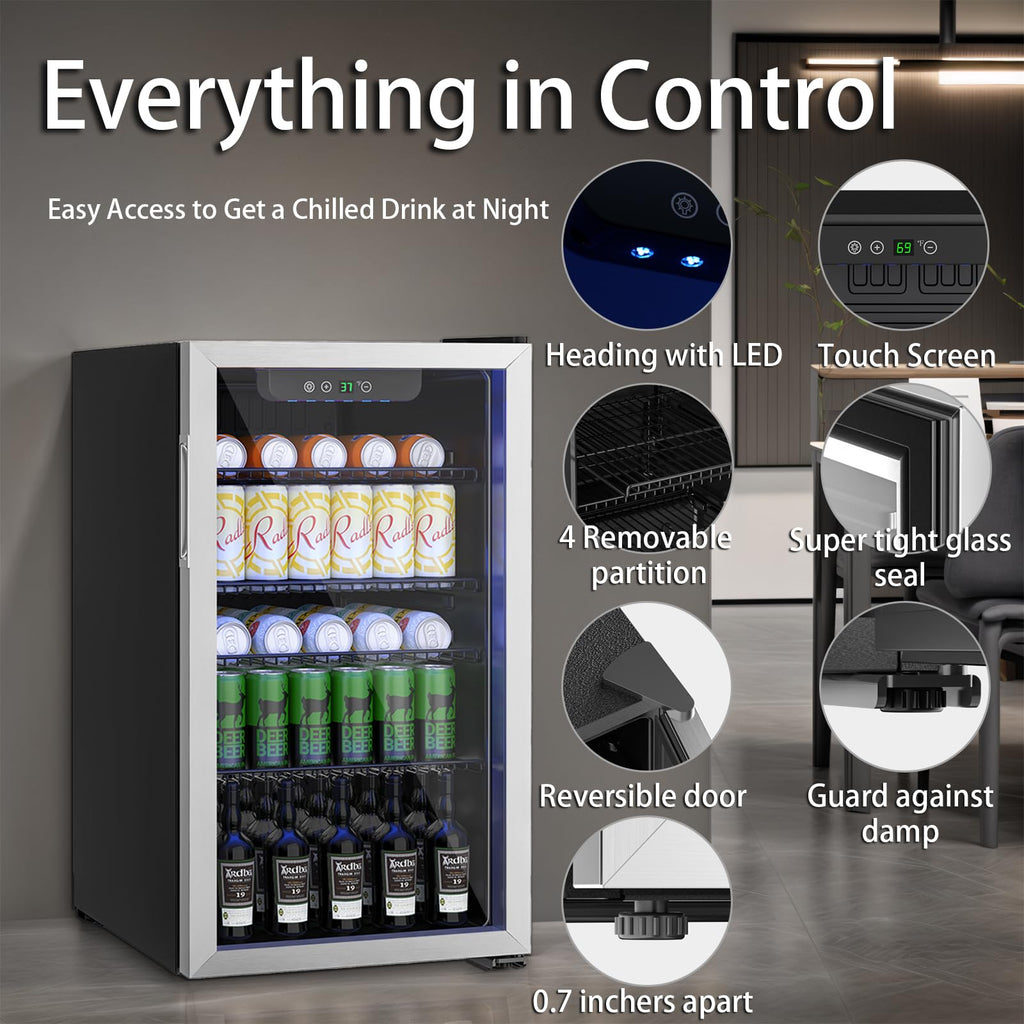 DOGHLY 1.7 Cu.ft Mini Fridge Glass Door, 72 Cans Beverage Refrigerator Jansha Store