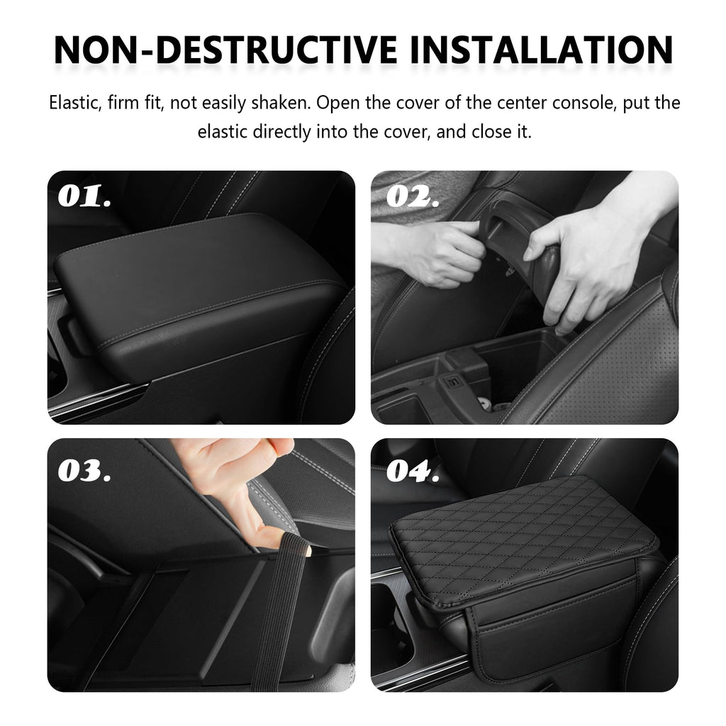 Stacool Upgraded Car Center Console Cover,Microfiber Leather Car Armrest Cover Cushion with 2 Storage Bags,Universal Car Armrest Storage Box (Brown) Jansha Store