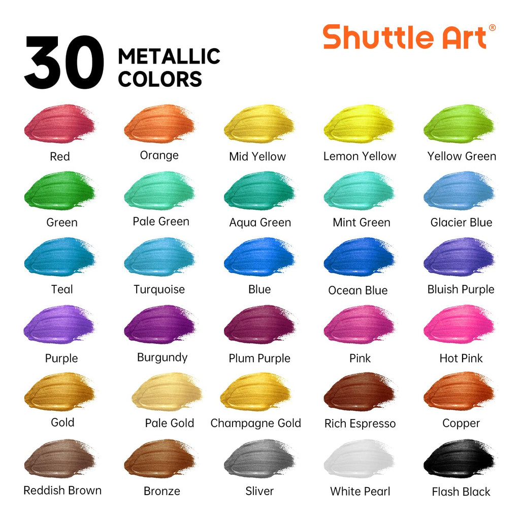 Shuttle Art Acrylic Paint, 36 Colors Acrylic Paint Set with Brushes & Palette, 2oz/60ml Bottles, Rich Pigments Non-toxic for Artists Kids & Adults, Painting on Canvas Rocks Ceramic Wood Jansha Store