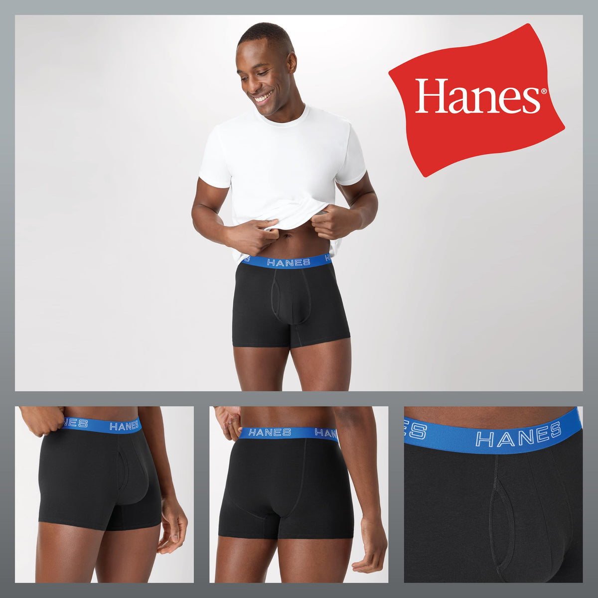 Hanes Men's Boxer Brief Underwear Pack, Stretch Cotton Boxer Briefs for Men, Moisture-wicking, 6-pack Jansha Store