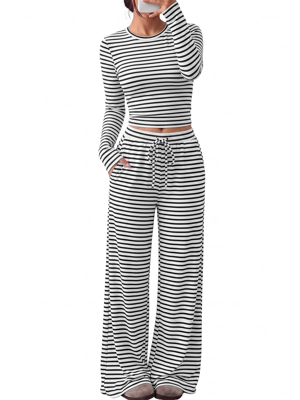 Trendy Queen Women's 2 Piece 2026 Fall Fashion Lounge Set with Pockets Jansha Store