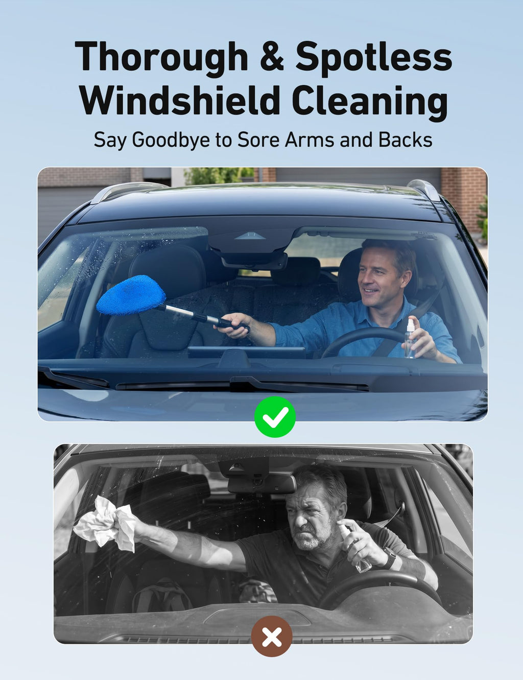AstroAI Windshield Cleaner Tool & Car Interior Detailing Kit, Blue, 21 in Jansha Store