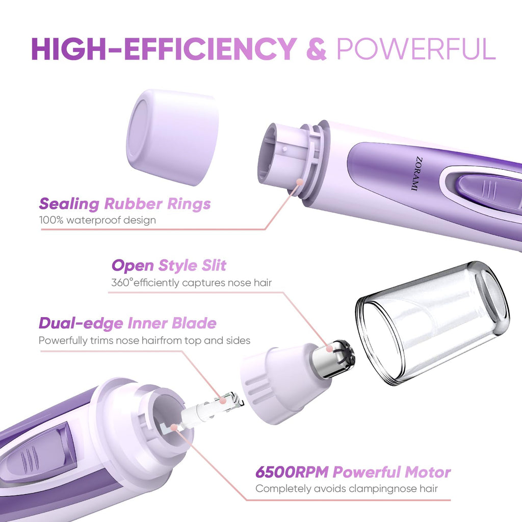 Ear and Nose Hair Trimmer Clipper - 2026 Professional Painless Eyebrow & Facial Hair Trimmer for Men Women,Battery-Operated Trimmer with IPX7 Waterproof,Dual Edge Blades for Easy Cleansing Black Jansha Store