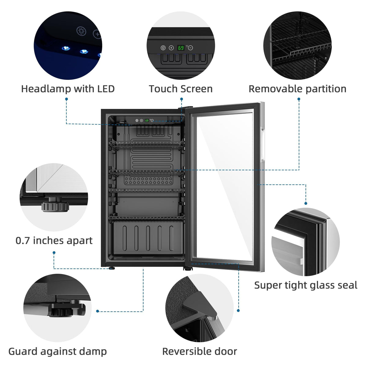 Erivess 24 Can Mini Fridge, 0.6 Cu.ft Beverage Refrigerator Cooler, Black Jansha Store