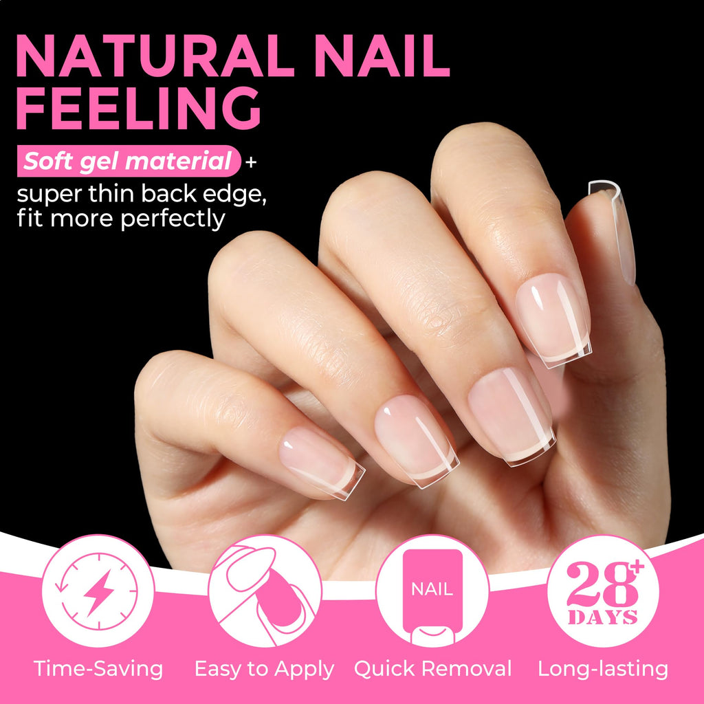 UNA GELLA Extra Short Square Kids Nail Tips 216Pcs Squoval Press On Nails Jansha Store
