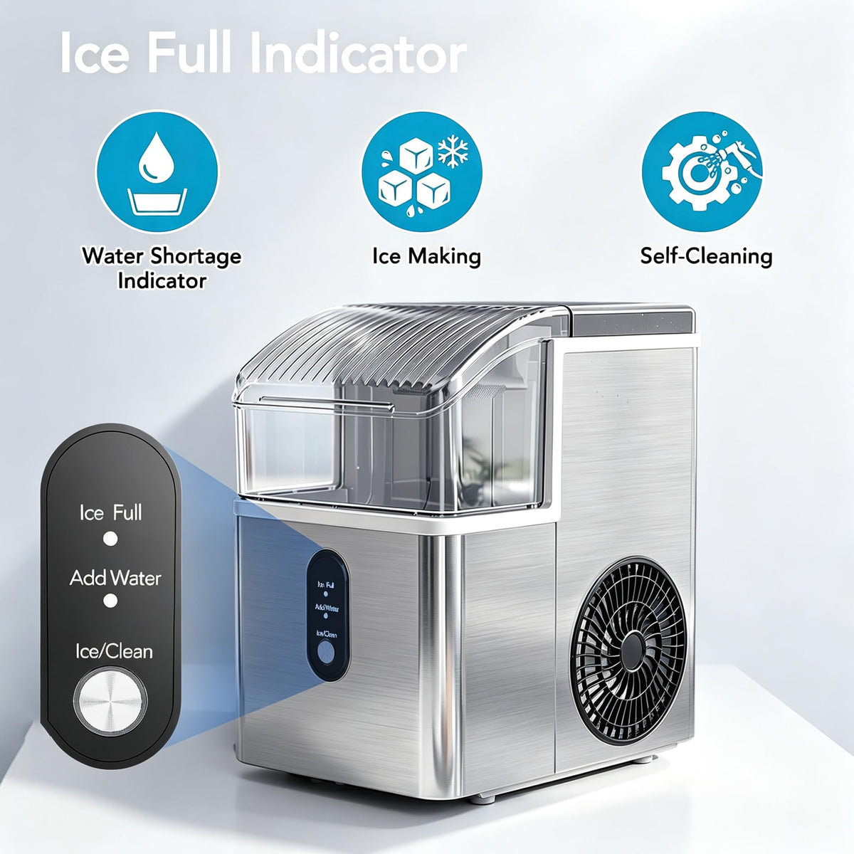 COWSAR Nugget Countertop Ice Maker, Automatic Ice Dispenser, 33 lbs/Day Chewable Pellet Ice Machine with Self-Cleaning & Measured Dispensing, Portable Ice Maker for Home, Kitchen, Office Jansha Store