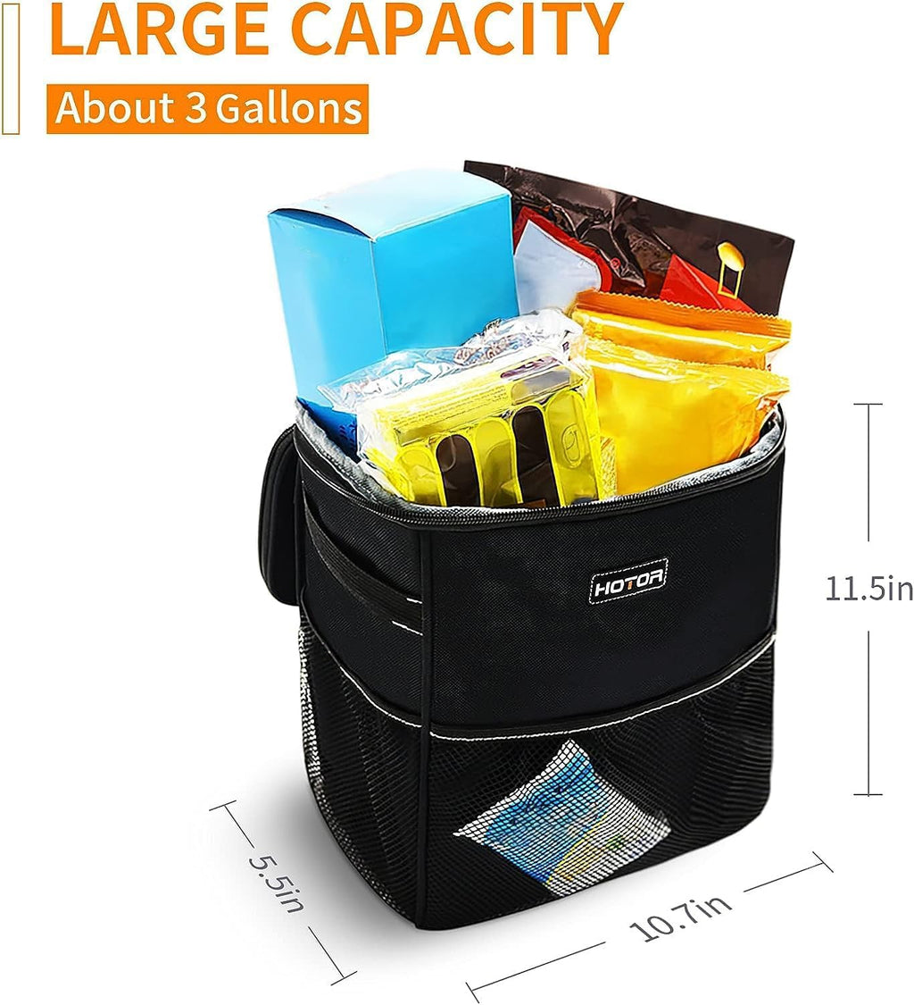 HOTOR Car Trash Can, Leakproof Car Organizer, 2-Gallon, Black Jansha Store