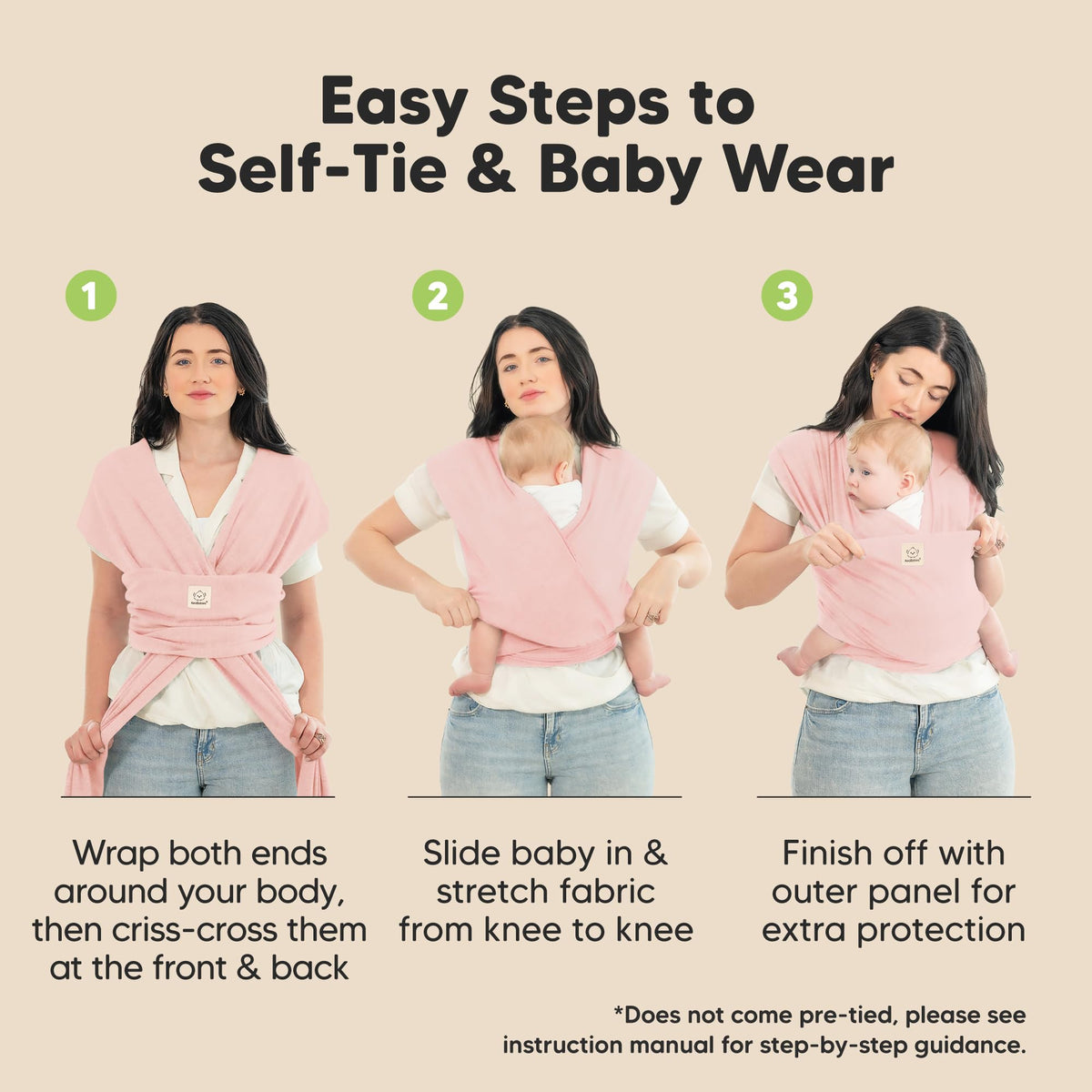 KeaBabies Baby Wrap Carrier, All in 1 Original Baby Carrier, Trendy Black Jansha Store