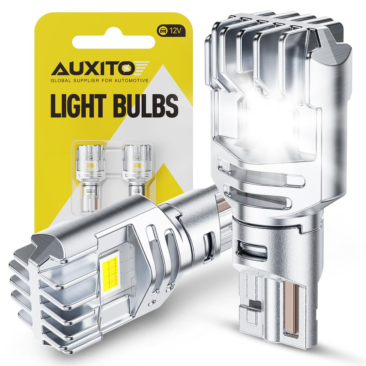 AUXITO 194 LED Bulbs for License Plate Light 168 175 2825 W5W T10 24-SMD 3014 Chipsets 6000K White for Car Dome Door Map Dash Courtesy Cargo License Plate Lights, Pack of 2 Jansha Store