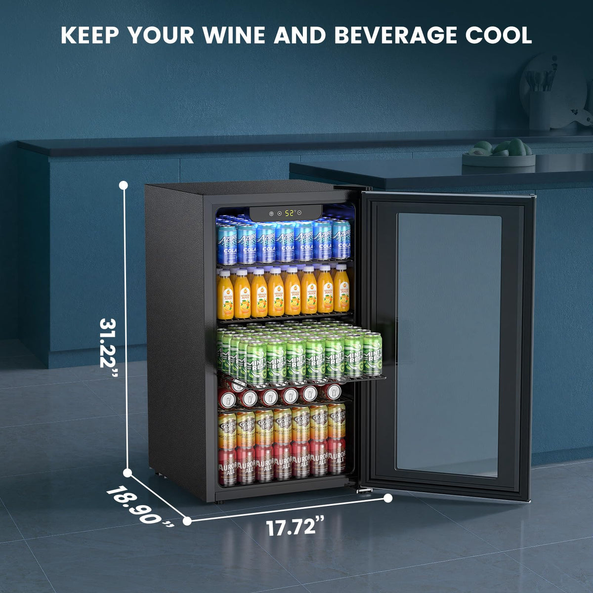 Electactic Mini Fridge 130 Can Beverage Refrigerator Cooler, 3.2 Cu.Ft Drink Fridge for Soda Wine Beer, Adjustable Temperature Control for Home Office, Black Jansha Store