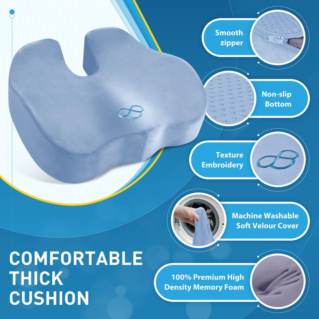 BlissTrends Memory Foam Seat Cushion for Office Chair & Car Seat, Black Jansha Store