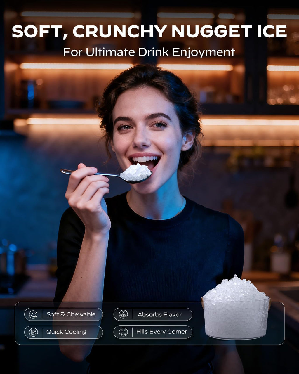 Silonn Nugget Ice Maker Countertop, Pellet Ice Machine with Self-Cleaning Function, Sonic Ice Maker Produces 36lbs of Chewable Ice in 24 Hours, Ideal for Home Kitchen and Office (Stainless Steel) Jansha Store