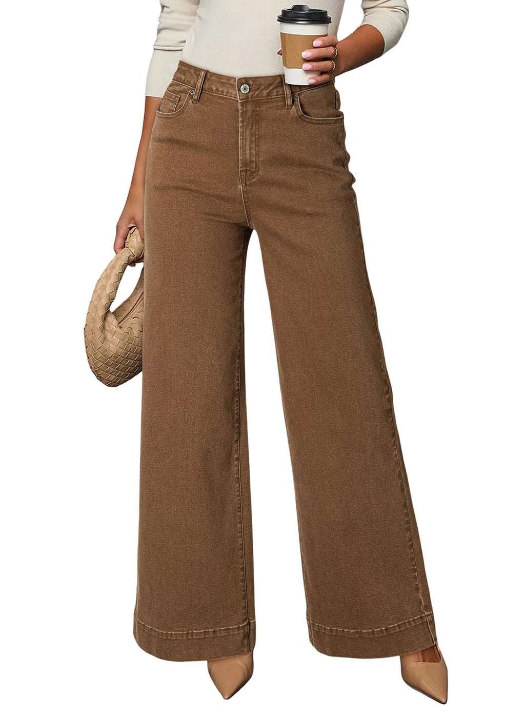 Dokotoo Women's Casual High Waisted Jeans Stretch Wide Leg Loose Denim Pant Jansha Store