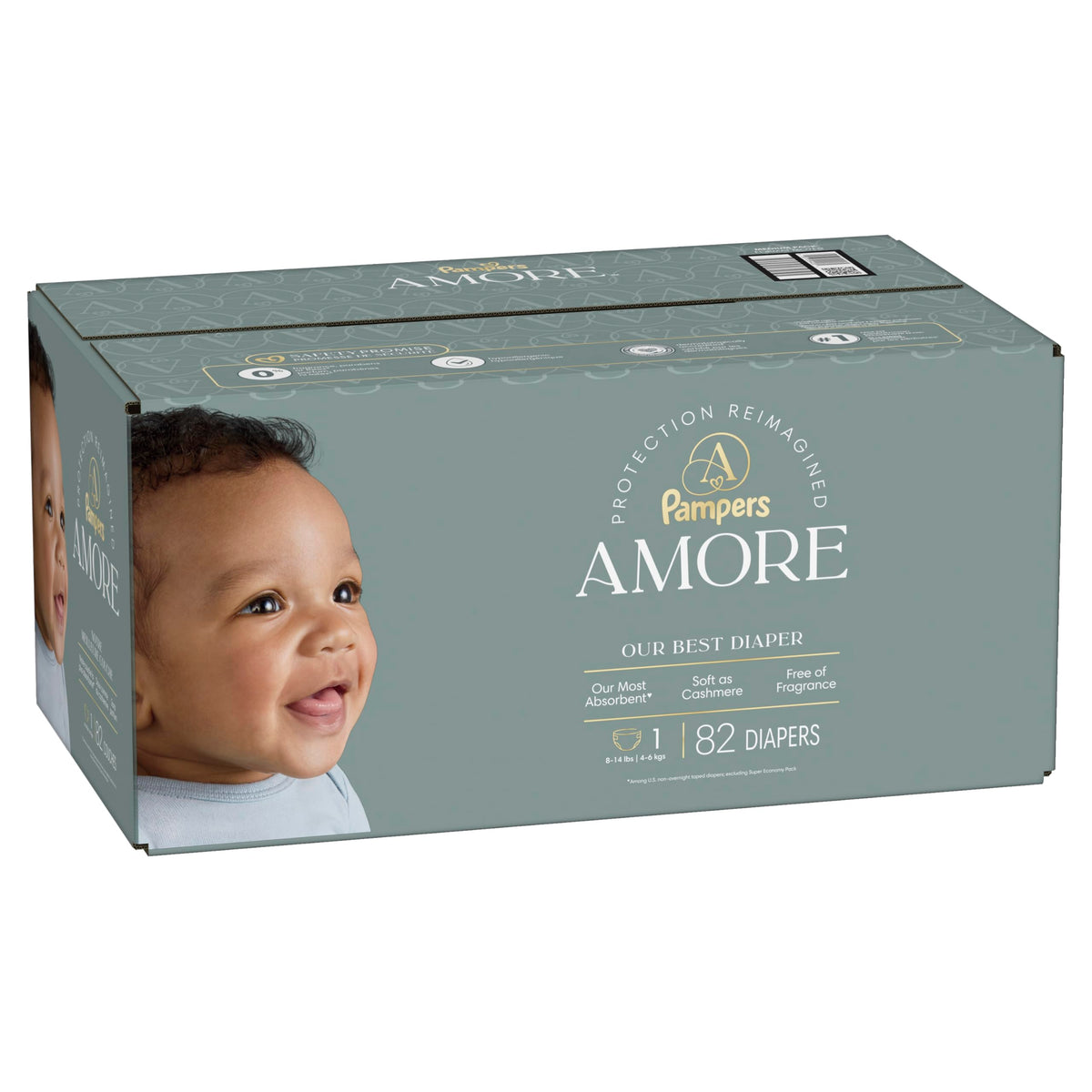 Pampers Amore, Size 0 (up to 10 lbs), 128 Count, Our Best Diaper – Hypoallergenic & Fragrance Free, Up to 100% Leakproof, Soft as Cashmere Jansha Store