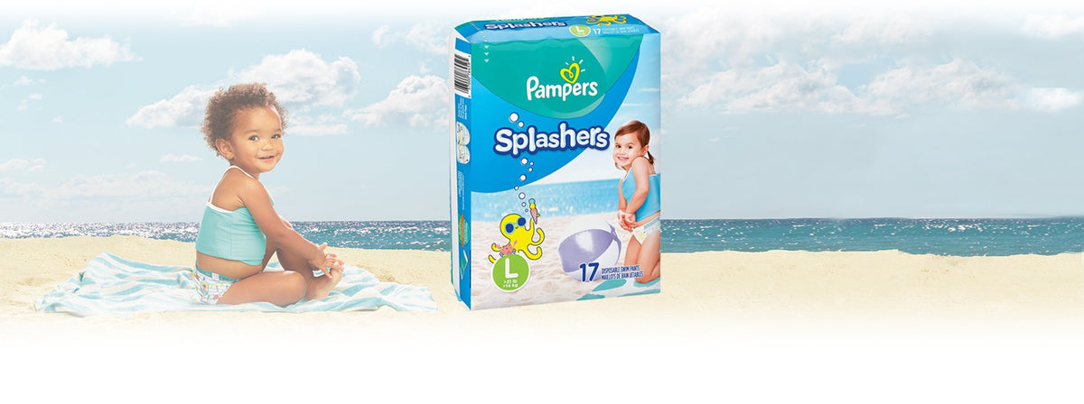 Pampers Splashers Swim Diapers, Size 4, 18 Count, Disposable Swim Diapers, Contains Mess, No Swell Jansha Store