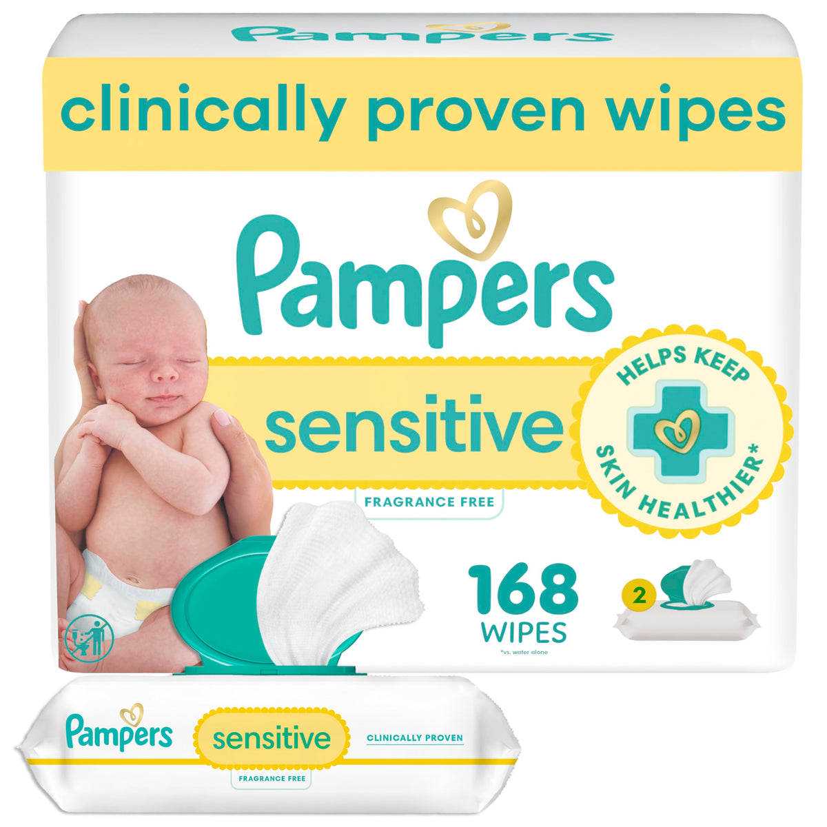 Pampers Sensitive Baby Wipes, Unscented, Fragrance Free, Clinically Proven, Water Based, Hypoallergenic, Multi-Use, Hand Wipes, 1008 Wipes Total (18X Flip-Top Packs) Jansha Store