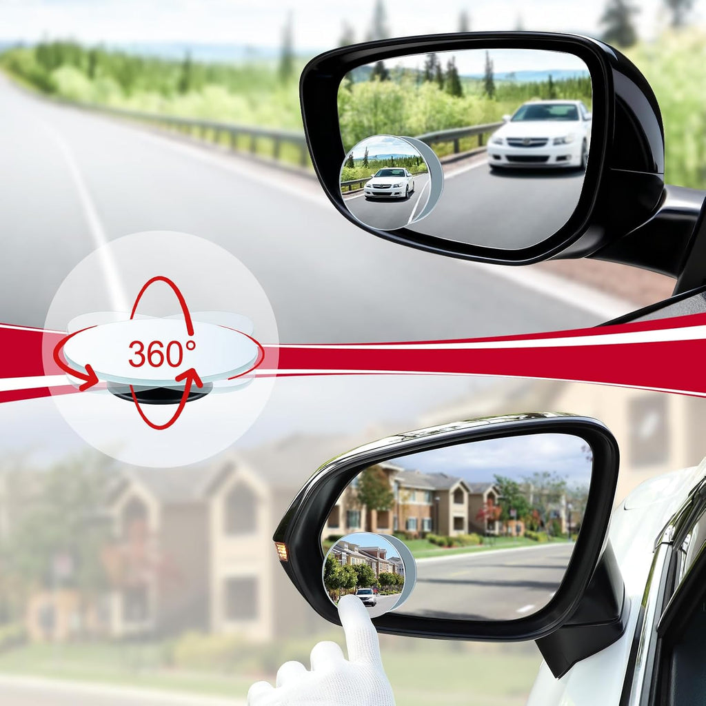 LivTee Blind Spot Mirror, 2" Round HD Glass Frameless Convex Rear View Mirrors Exterior Accessories with Wide Angle Adjustable Stick for Car SUV and Trucks, Pack of 2 Jansha Store