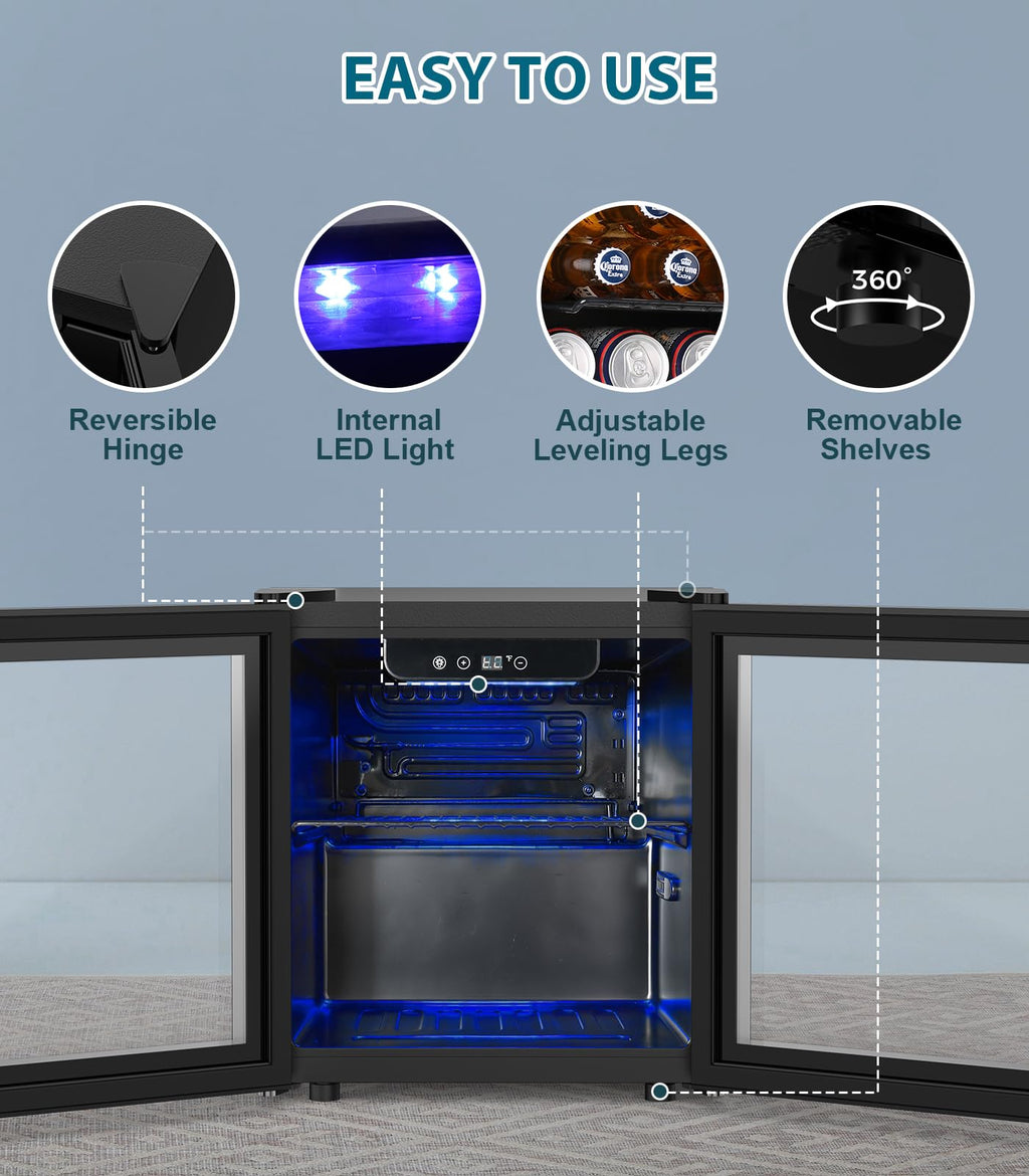 Electactic Mini Fridge 130 Can Beverage Refrigerator Cooler, 3.2 Cu.Ft Drink Fridge for Soda Wine Beer, Adjustable Temperature Control for Home Office, Black Jansha Store