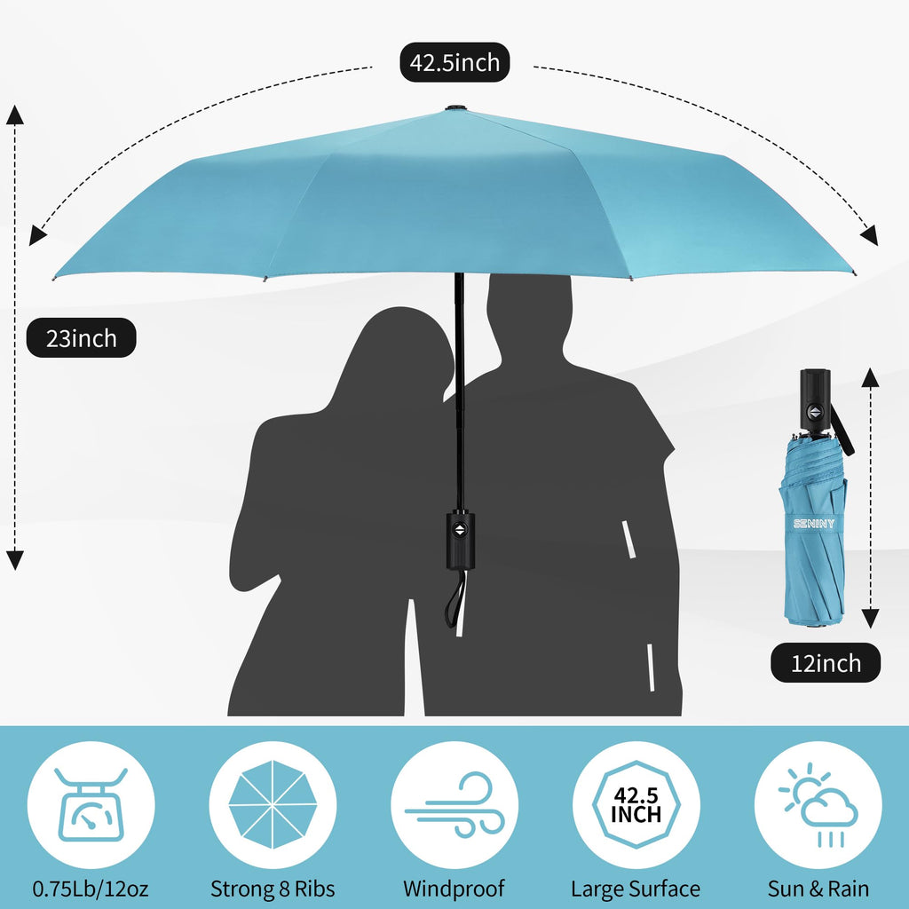 Seniny Windproof Travel Umbrella, Automatic Umbrellas for Rain, Portable & Compact Umbrellas for Backpack, Strong UV for Protection, Folding Small Sun Umbrella for Car, Walking Jansha Store