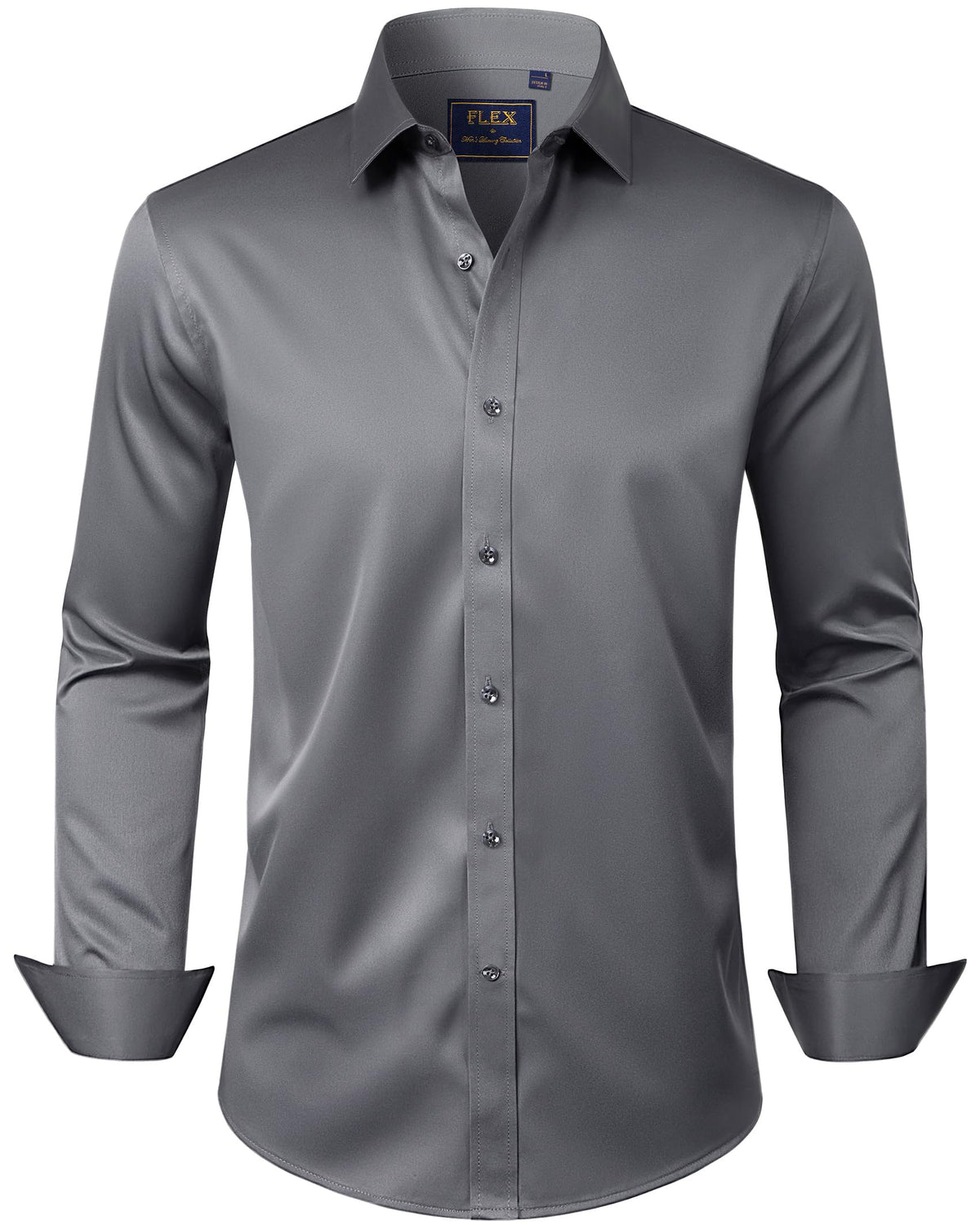 J.VER Men's Dress Shirts Solid Long Sleeve Stretch Wrinkle-Free Formal Shirt Business Casual Button Down Shirts Jansha Store