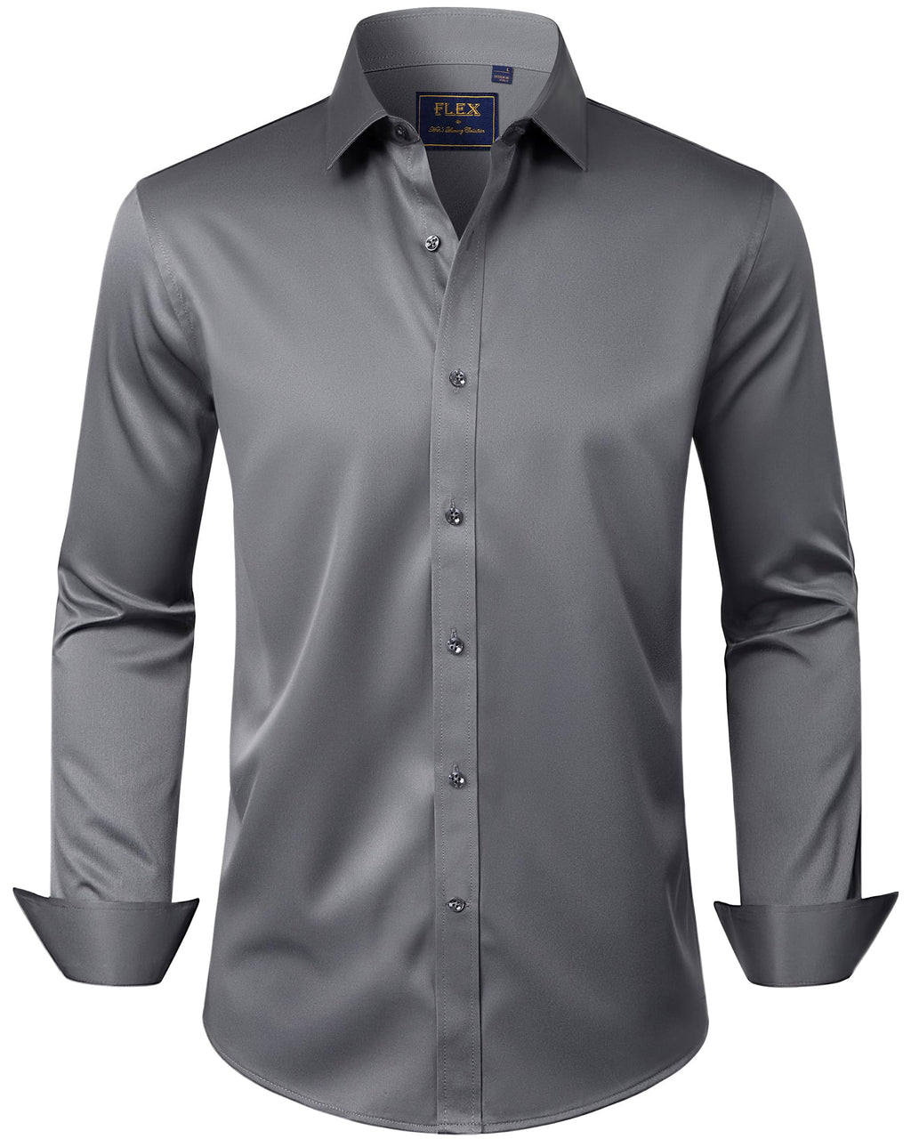 J.VER Men's Dress Shirts Solid Long Sleeve Stretch Wrinkle-Free Formal Shirt Business Casual Button Down Shirts Jansha Store