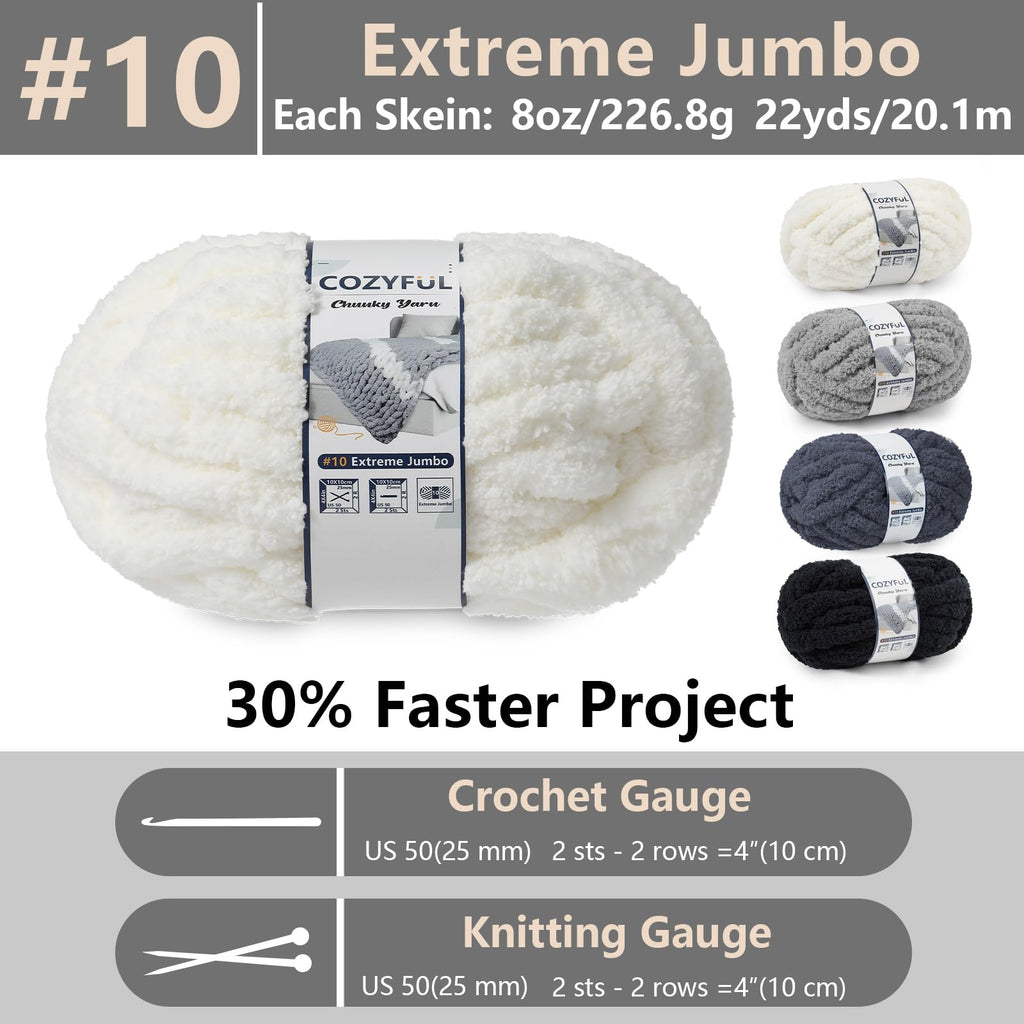 Cozyful Chunky Yarn for Hand Knitting - #10 Chunky Chenille Yarn, Jumbo Big Thick Chunky Yarns for Crocheting, Super Bulky Chunky Knit Blanket Yarns, 8 Skein (22 yds 8 oz Each Skein), Soft Sage Green Jansha Store