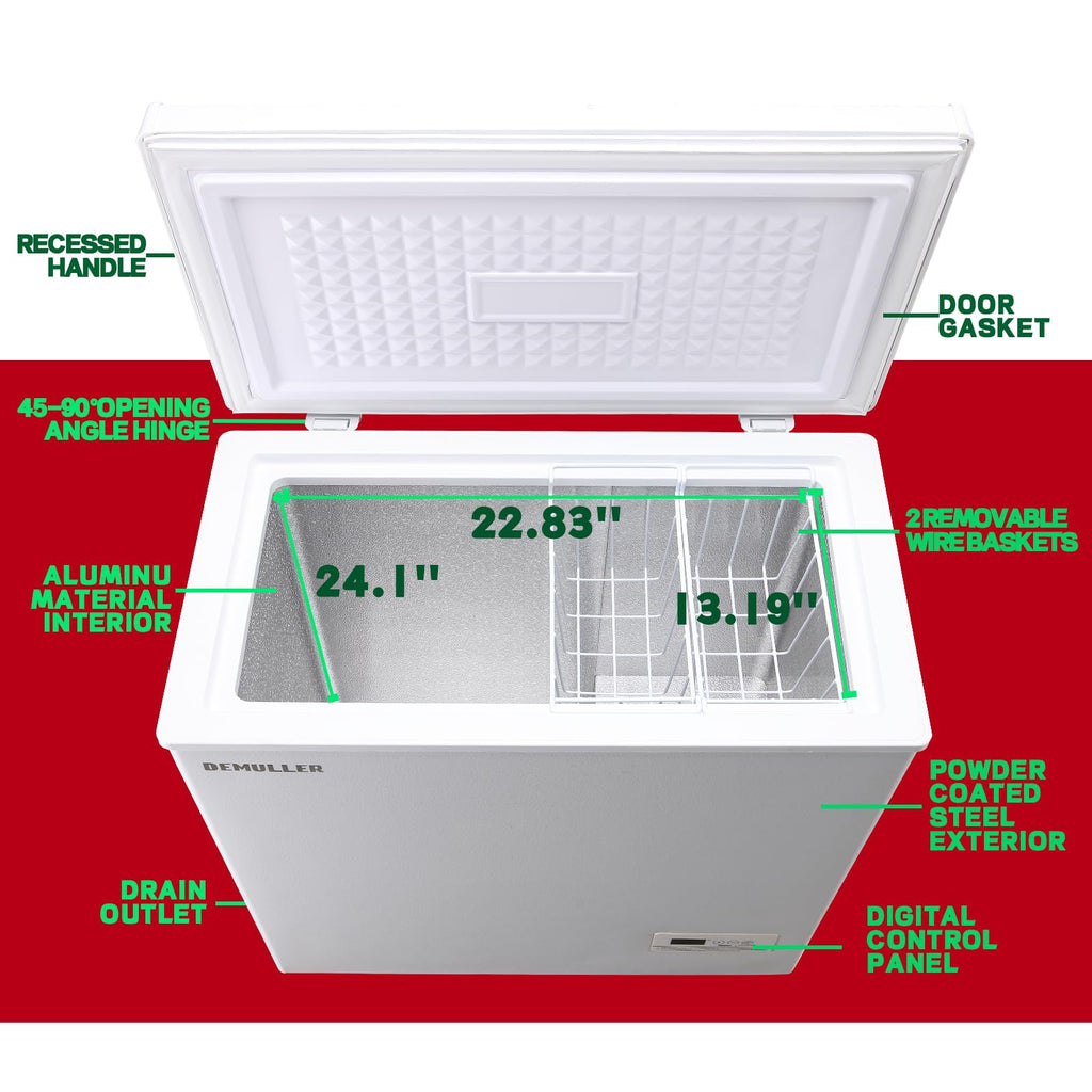 DEMULLER Chest Freezer 5.0Cubic Feet Deep Freezer Freestanding Freezers with 2 Removable Stainless Steel Basket, Mini Freezer Top Open Door Compact Freezer with Electronic Control 41℉ to -15℉BLACK Jansha Store